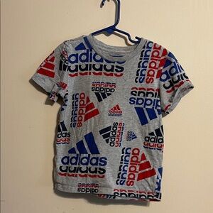 adidas Kids Graphic Tee - Gray, Red, Blue